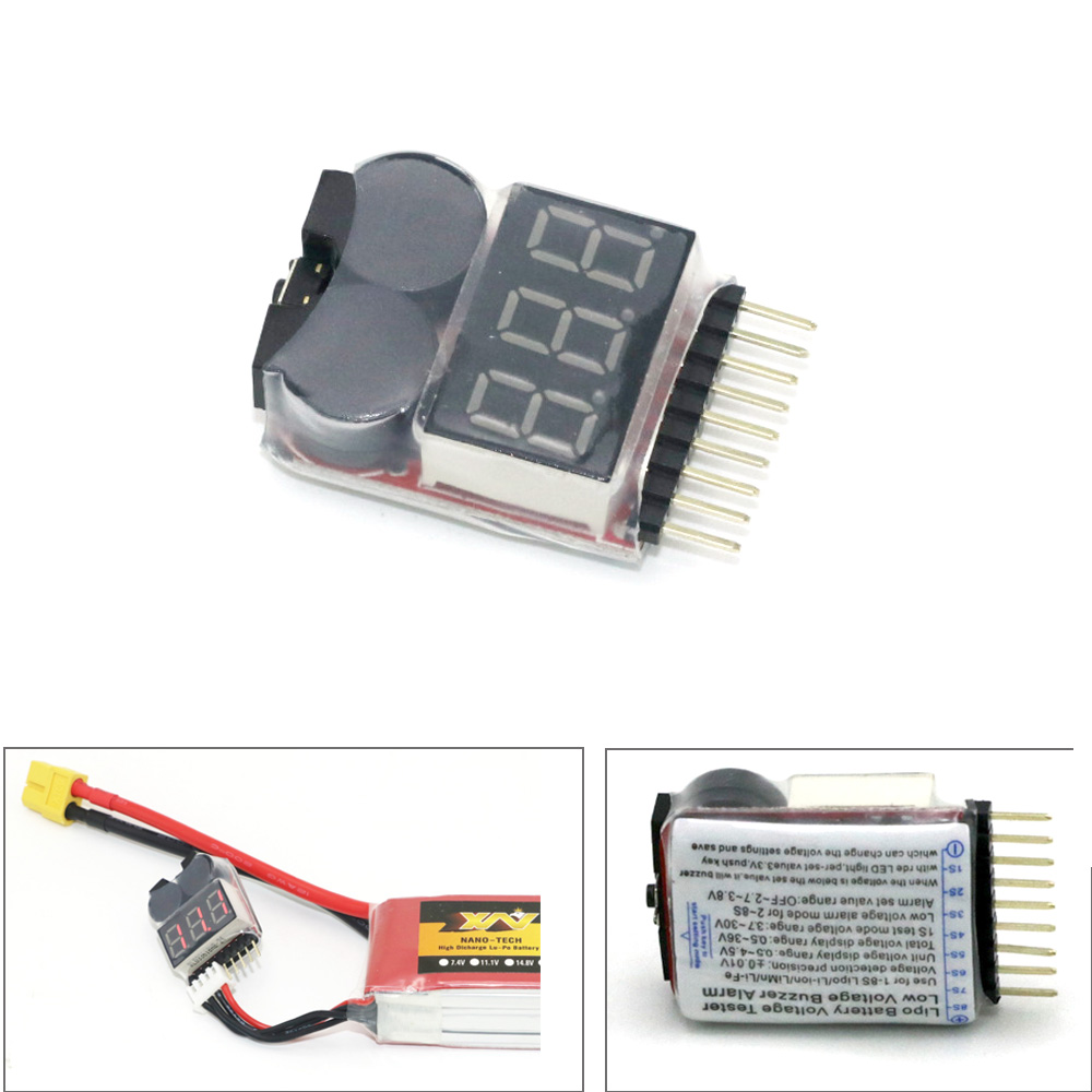Drone Battery Alarm - Lipo Batteriespannungsprüfer Voltmeter Monitor Summer Alarm