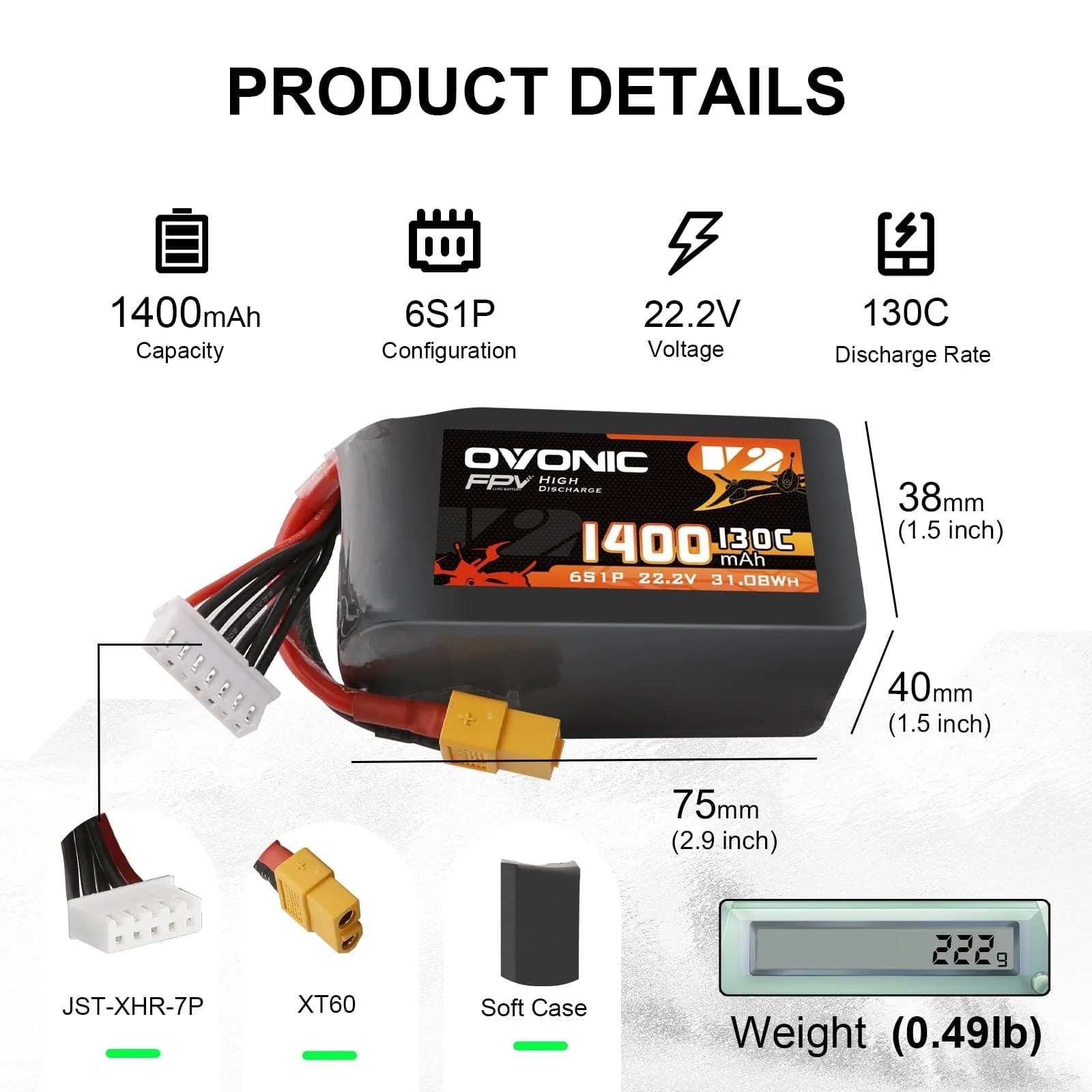 Ovonic 6S LiPo Akku 22,2V 1400 – Drone Battery Bag Bewertung und Preis